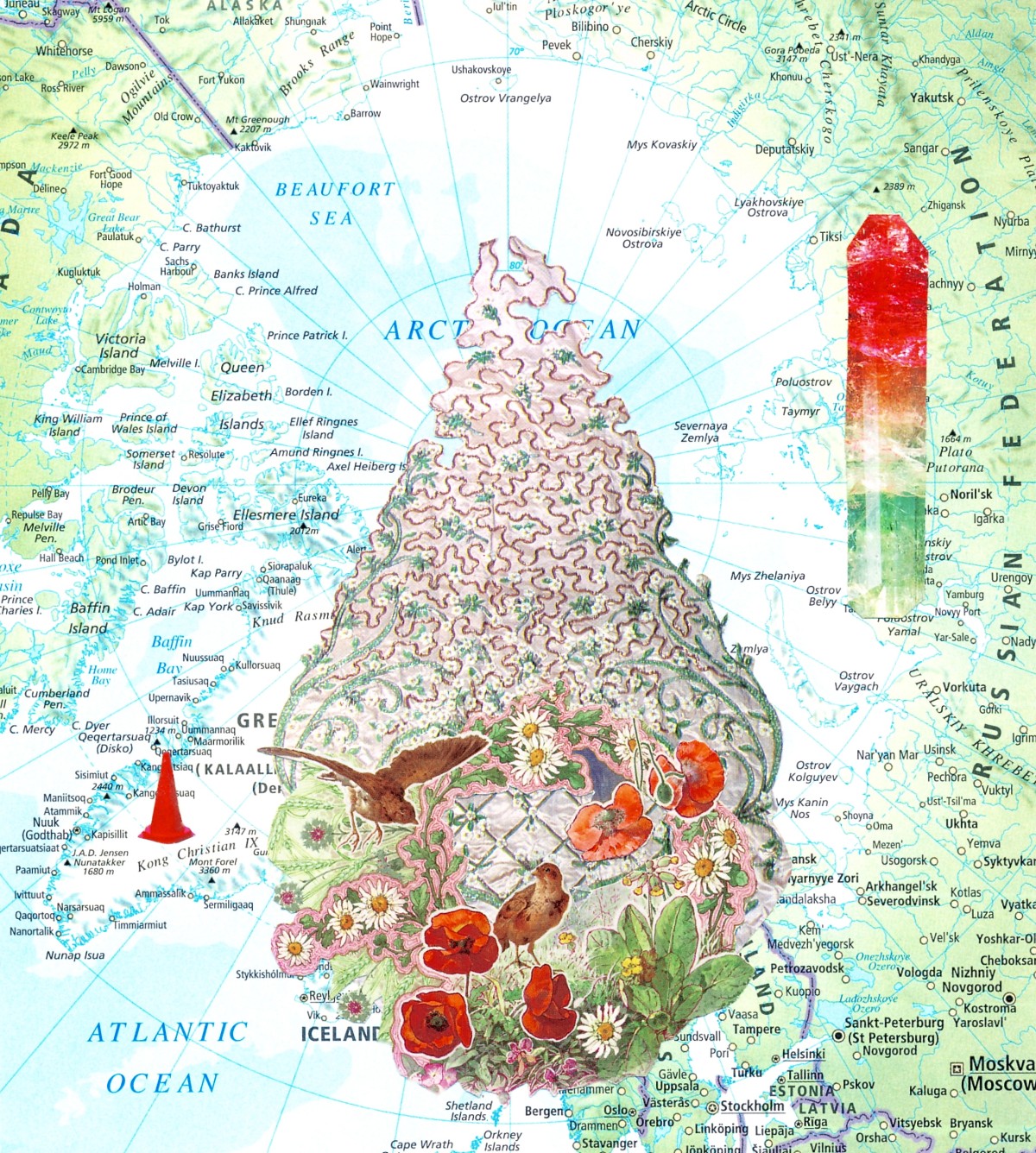 Arctic Spring (Talisman), collage, 2014, 5 3/4” x 6 1/2”