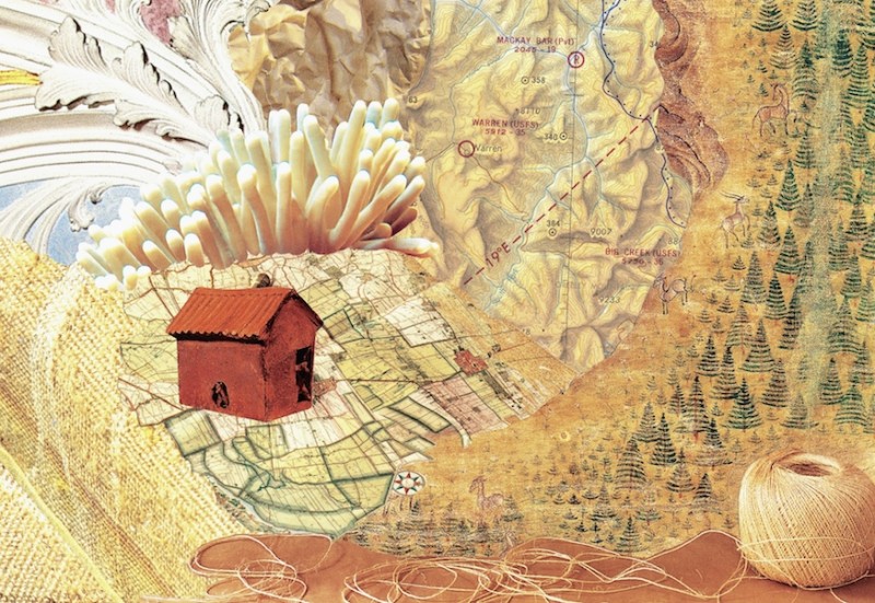 Off The Grid, collage, 2015, 9 " x 6 1/4"